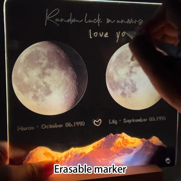 Custom Birth Moon Handwritable Lamp With Same Wallpaper