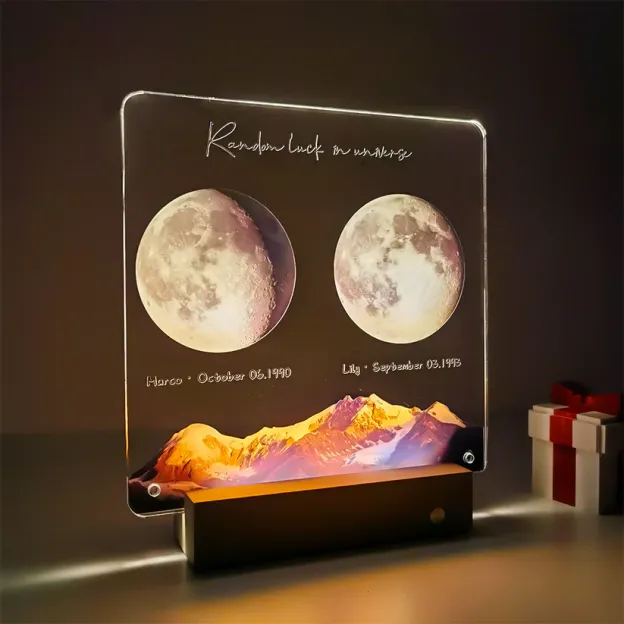 Custom Birth Moon Handwritable Lamp With Same Wallpaper
