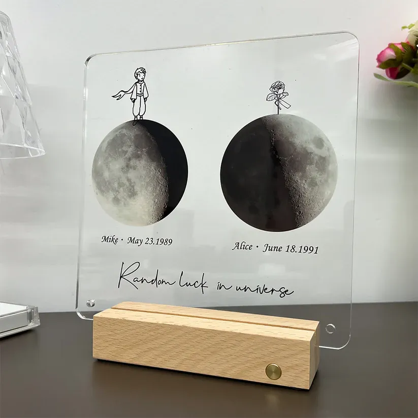 Custom Birth Moon Handwritable Lamp With Same Wallpaper