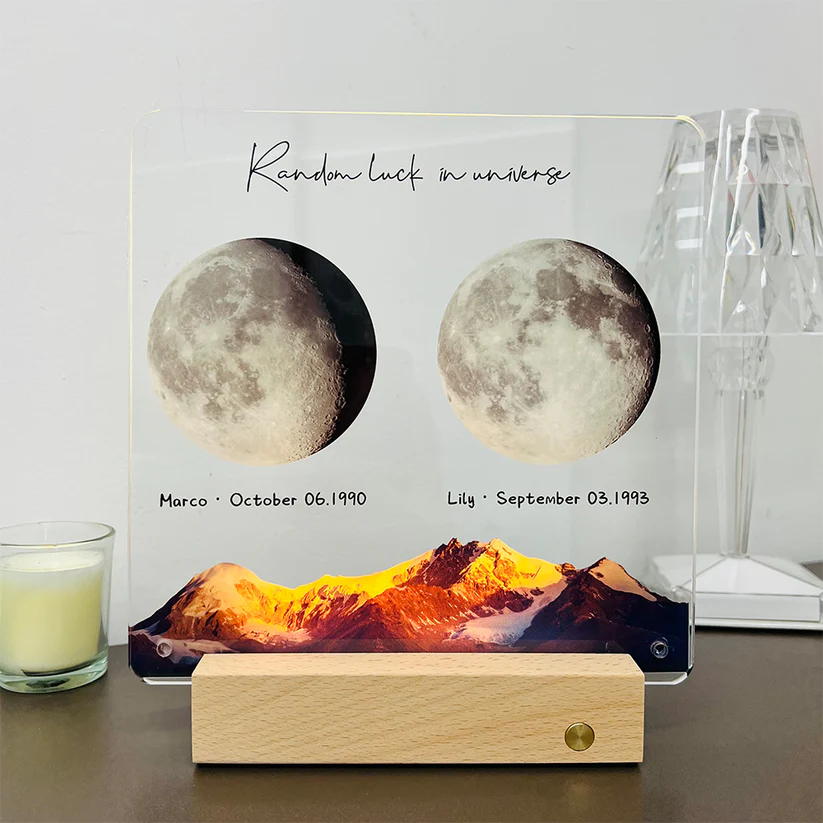 Custom Birth Moon Handwritable Lamp With Same Wallpaper