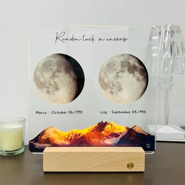 Custom Birth Moon Handwritable Lamp With Same Wallpaper
