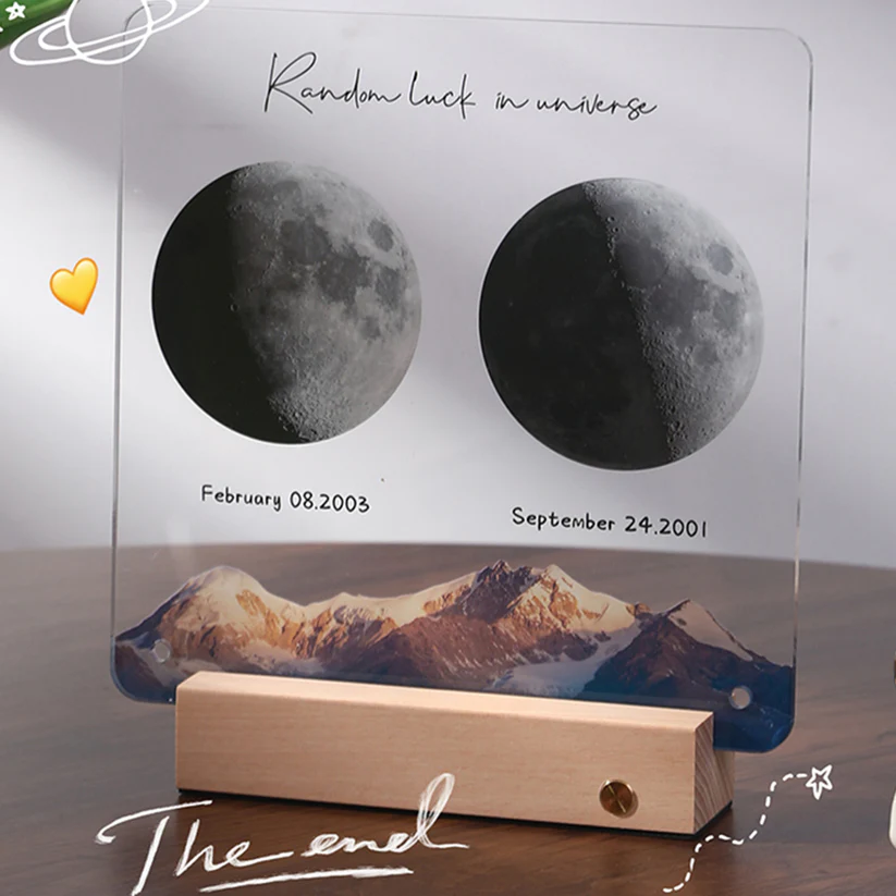 Custom Birth Moon Handwritable Lamp With Same Wallpaper