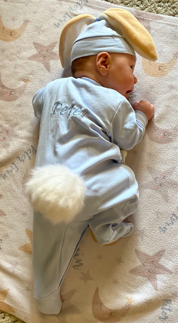 Customized name embroidered baby bunny ears onesie