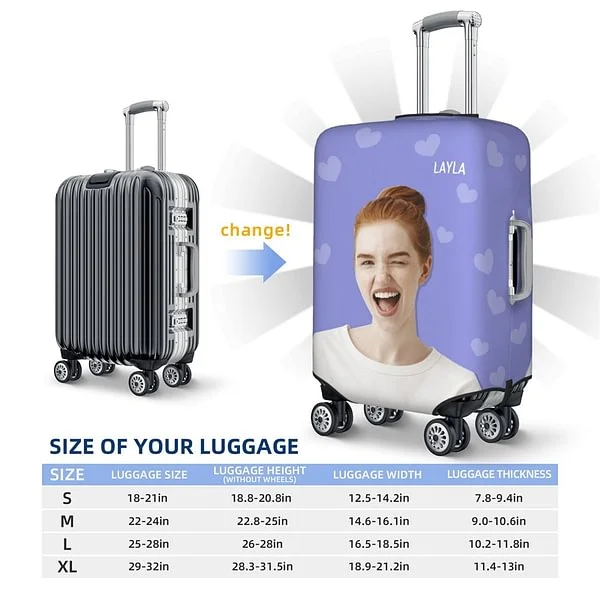 Personalized Character Photo Colorful Luggage Cover with Name Travel Accessories Gift for Travel Lover