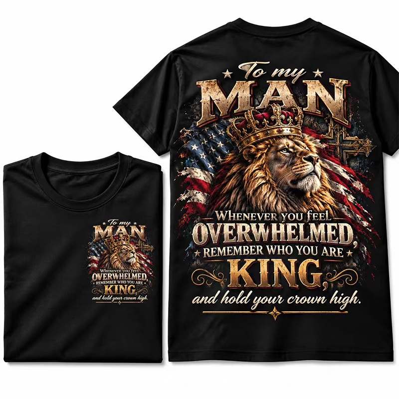 Men's Patriotic Lion King Print T-shirt