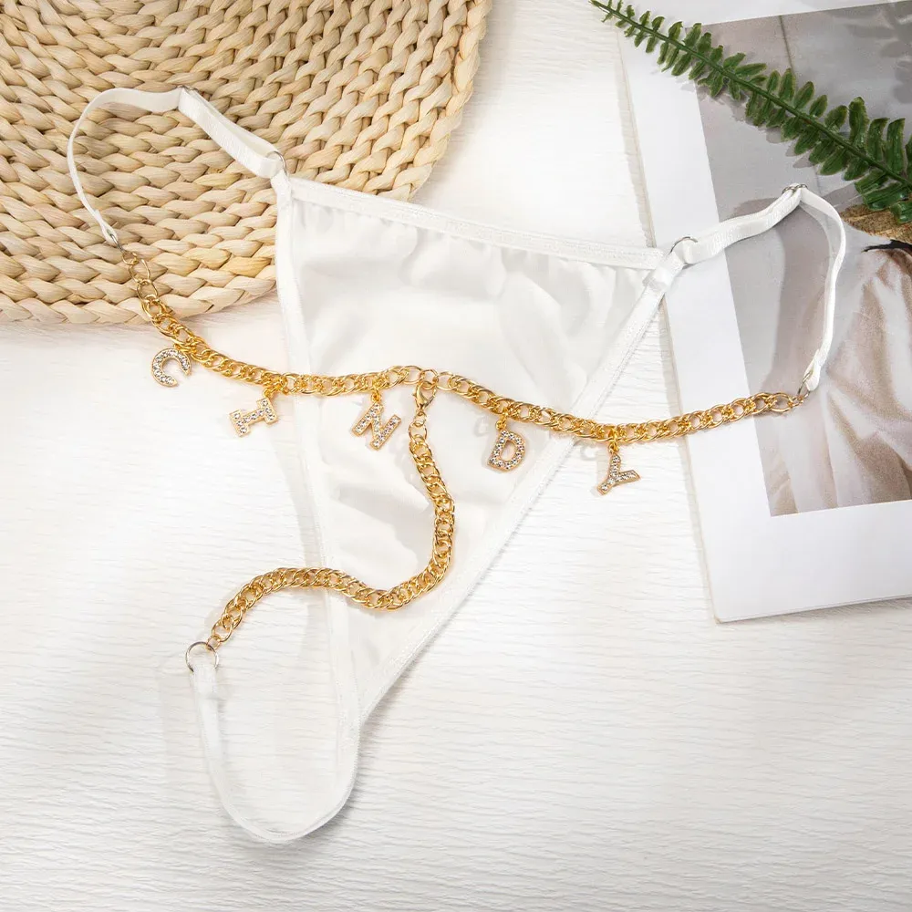 Personalized Zirconia Letter Charm T-Back Chain Sexy Body Jewelry Valentine's Day Anniversary Birthday Gift