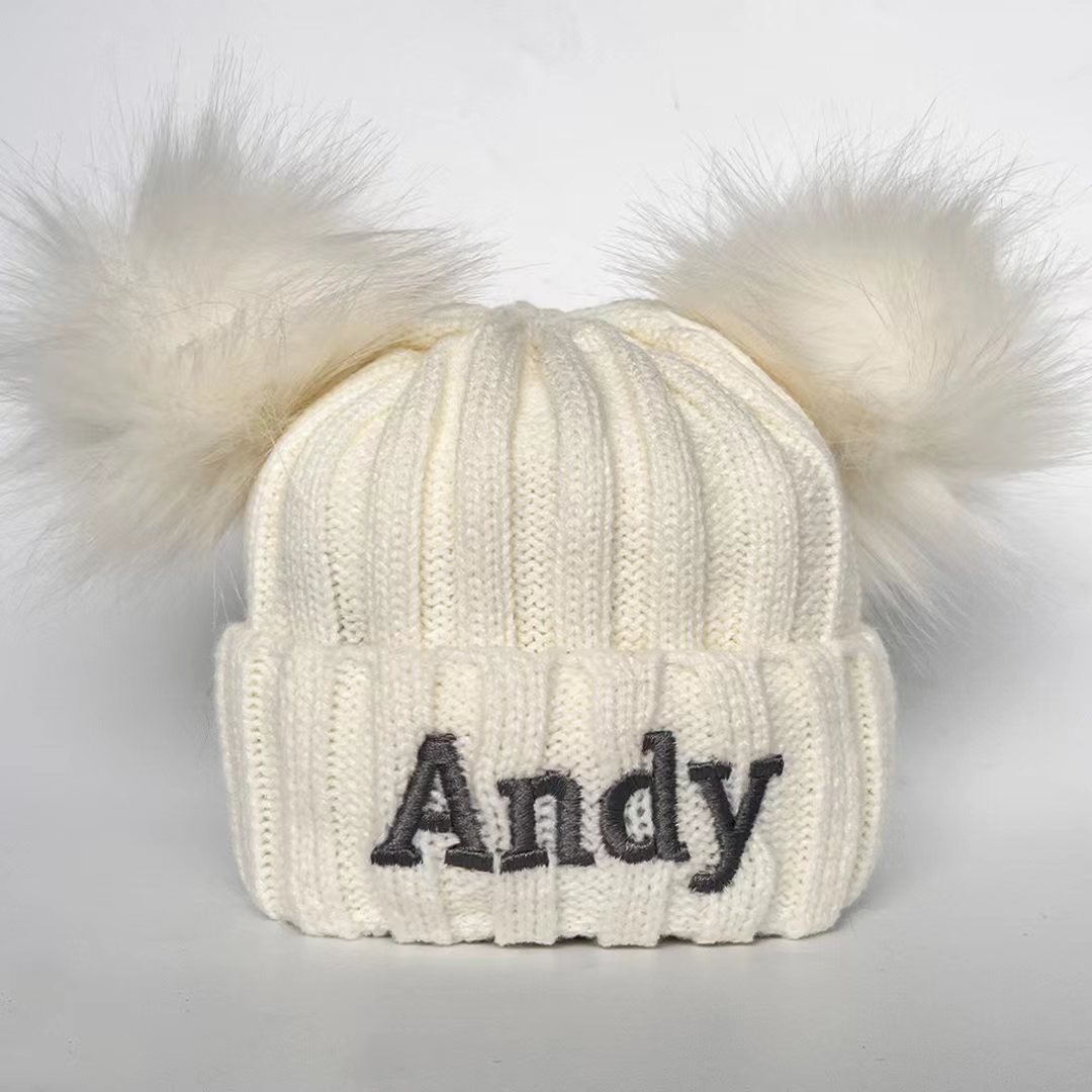Personalized Embroidery Kid Pom Pom Hat and Scarf for Comfort & Unique 