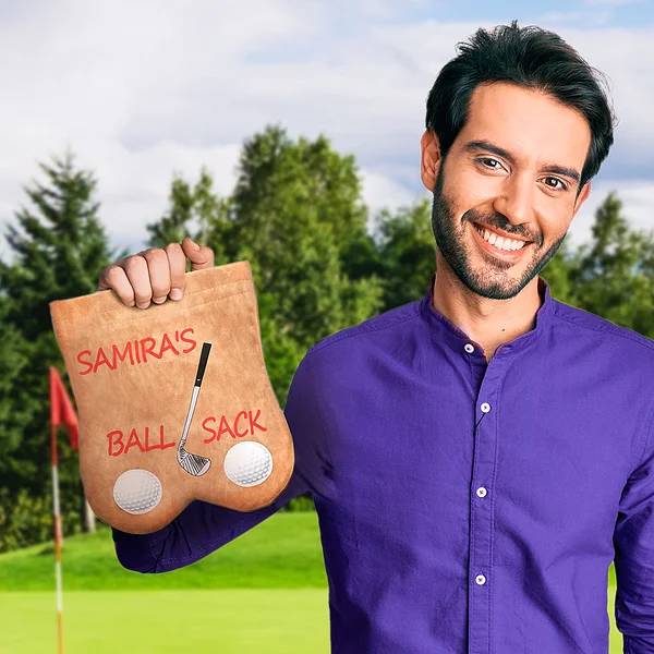 Personalised Funny Flannel Golf Ball Bag Sack with Custom Name Funny Golf Gift for Golf Lovers Men Father Husband
