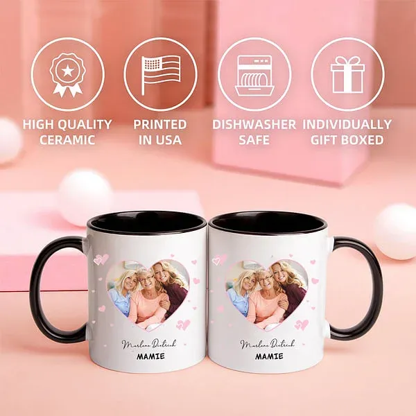 Personalized Heart Shaped Picture 11 Ounce Ceramic Coffee Mug for Friends and Family