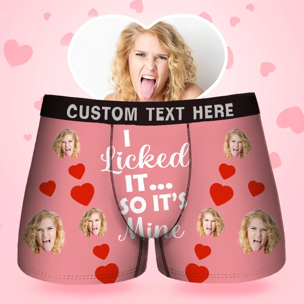 Custom Face Men's Boxer I Licked It Style Underwear, Birthday Gifts fo