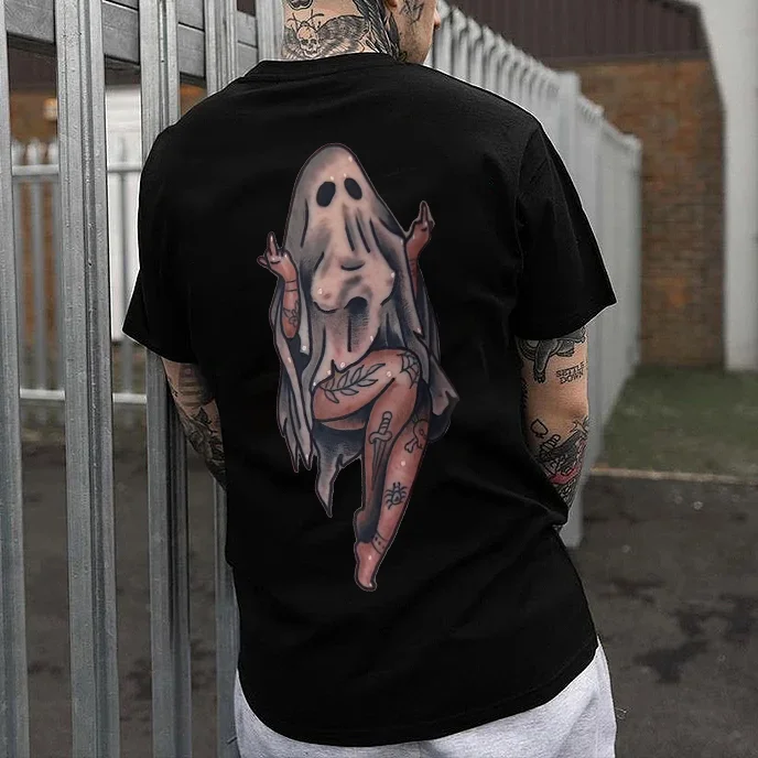 NAUGHTY SEXY NAKED LADY GHOST PRINT MEN'S T-SHIRT