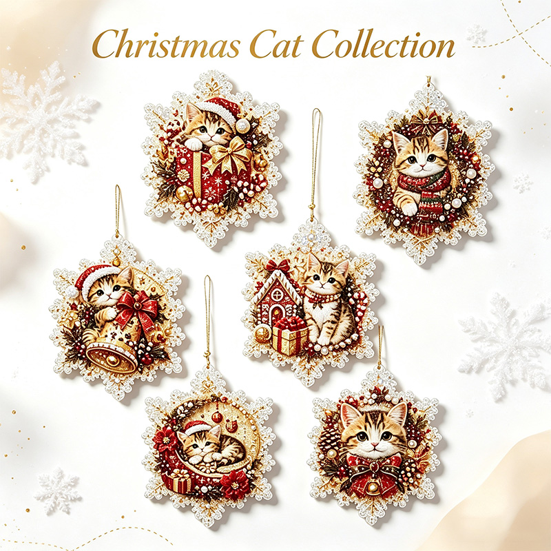 DIY Christmas Cat Rhinestone Sticker Ornament