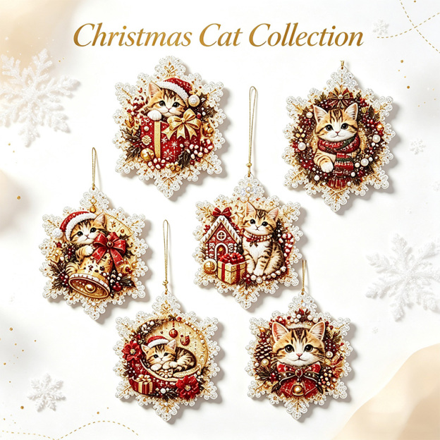 DIY Christmas Cat Rhinestone Sticker Ornament