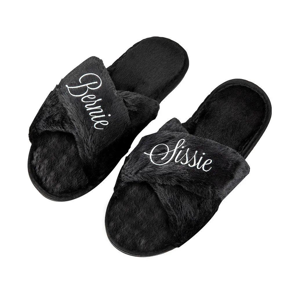 Personalized Bridal Slipper Bridesmaid Fluffy Slippers