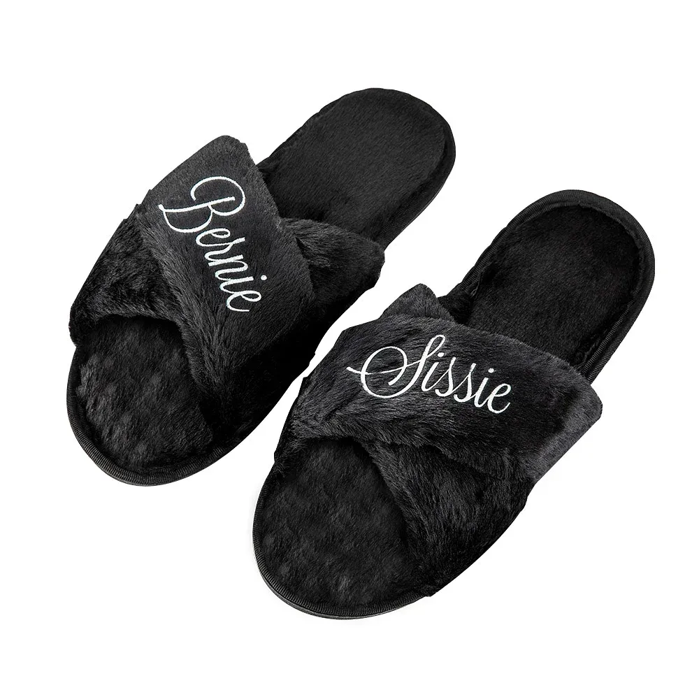 Personalized Bridal Slipper Bridesmaid Fluffy Slippers