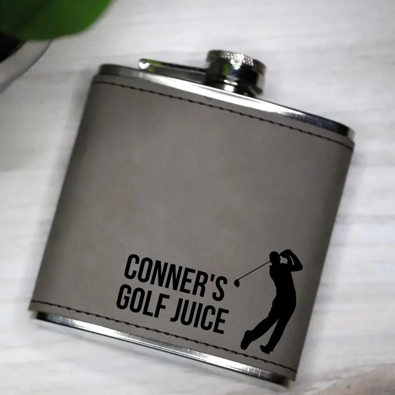 Personalized Leather Engraved Flask
