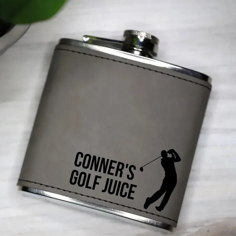Personalized Leather Engraved Flask