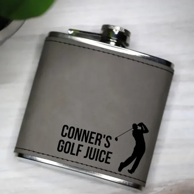 Personalized Leather Engraved Flask