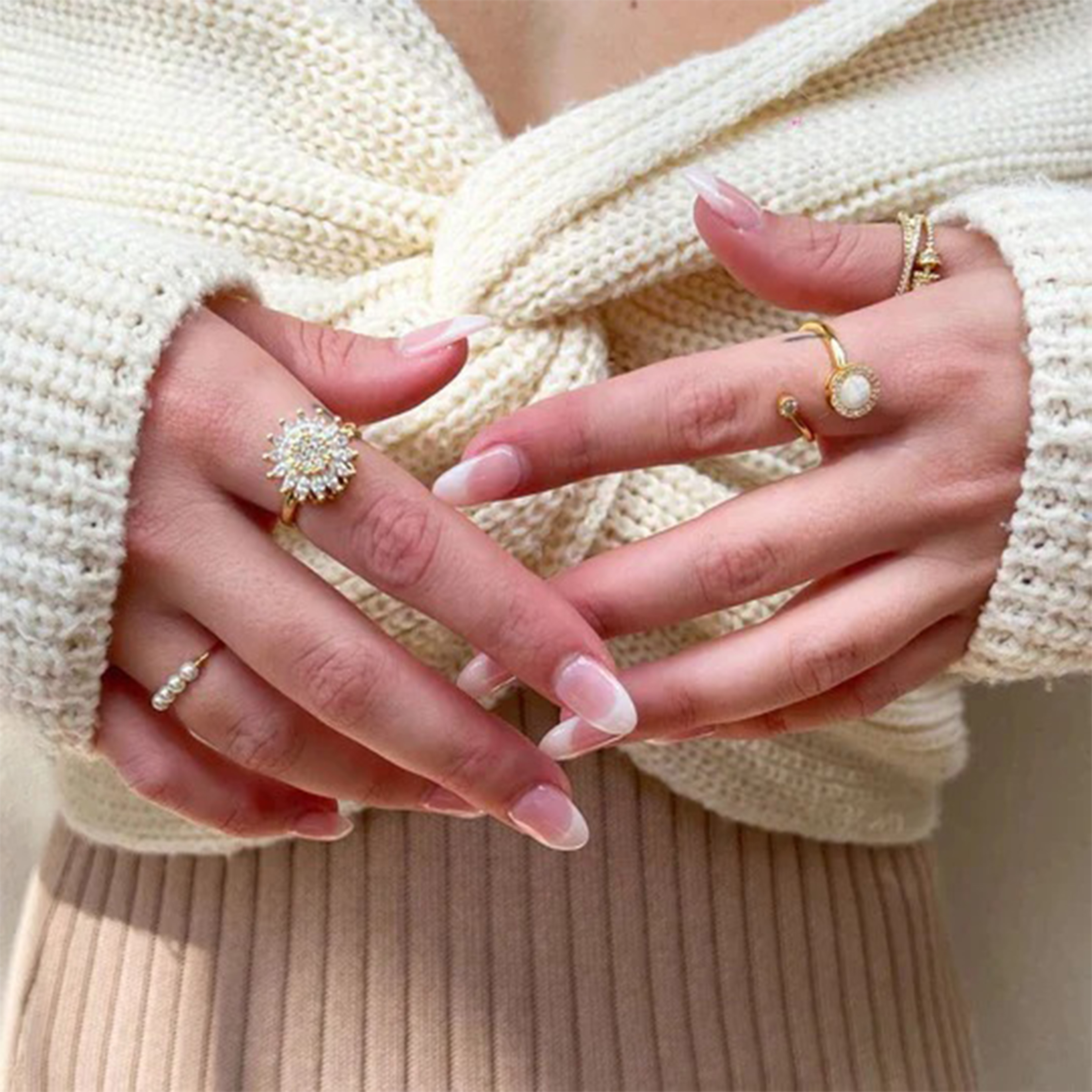 Full diamond sunflower open ring