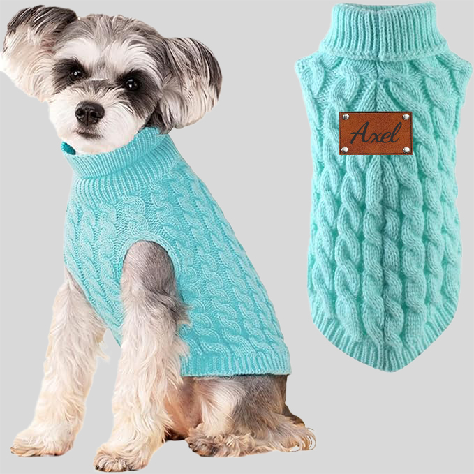 Personalised Name Leather Patch Pet Sweater