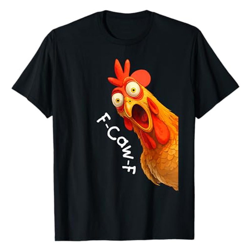 Cotton short-sleeved shirt with rooster print