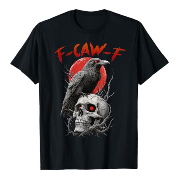 Round neck crow skull print short sleeves