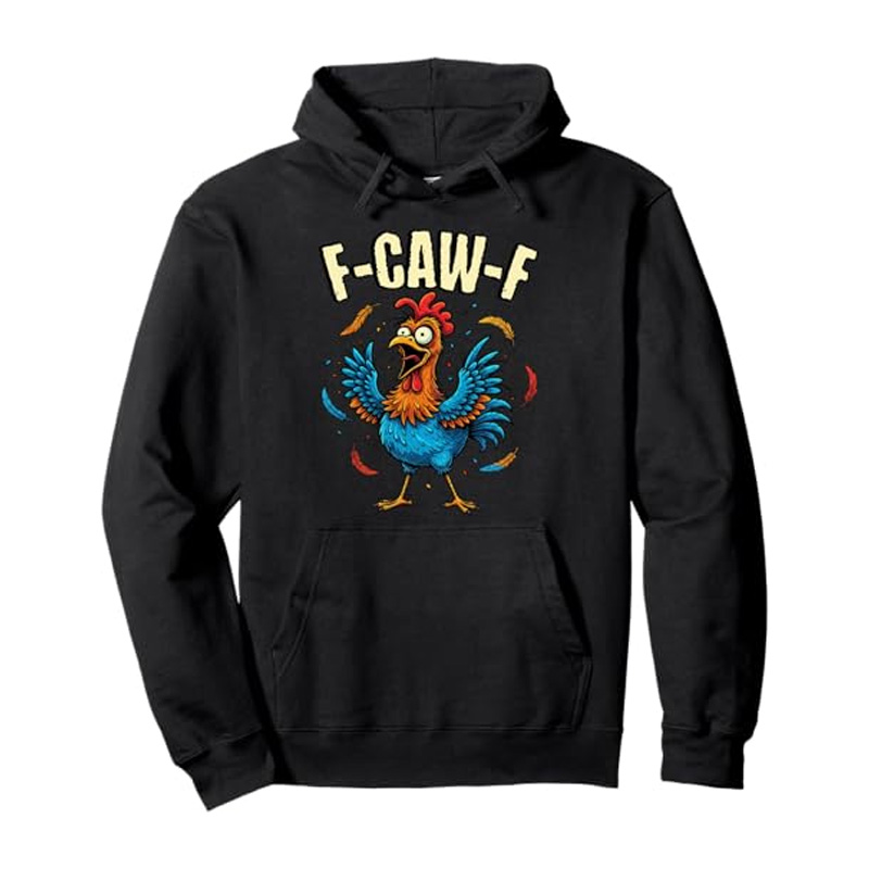 Funny rooster print sweatshirt with hood