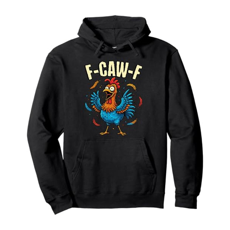 Funny rooster print sweatshirt with hood