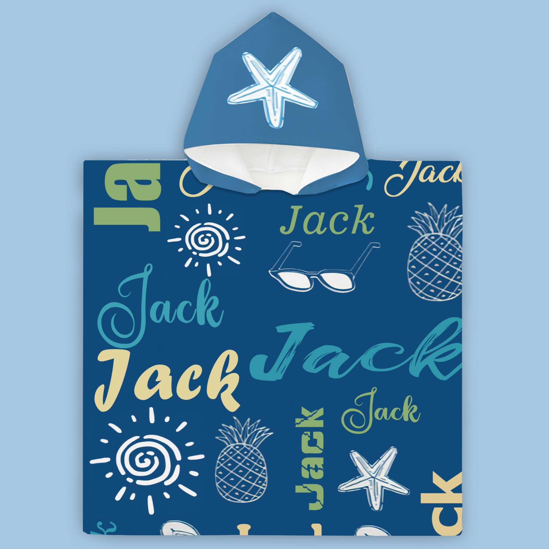 Personalized hooded beach towel perfect for summer and the beach