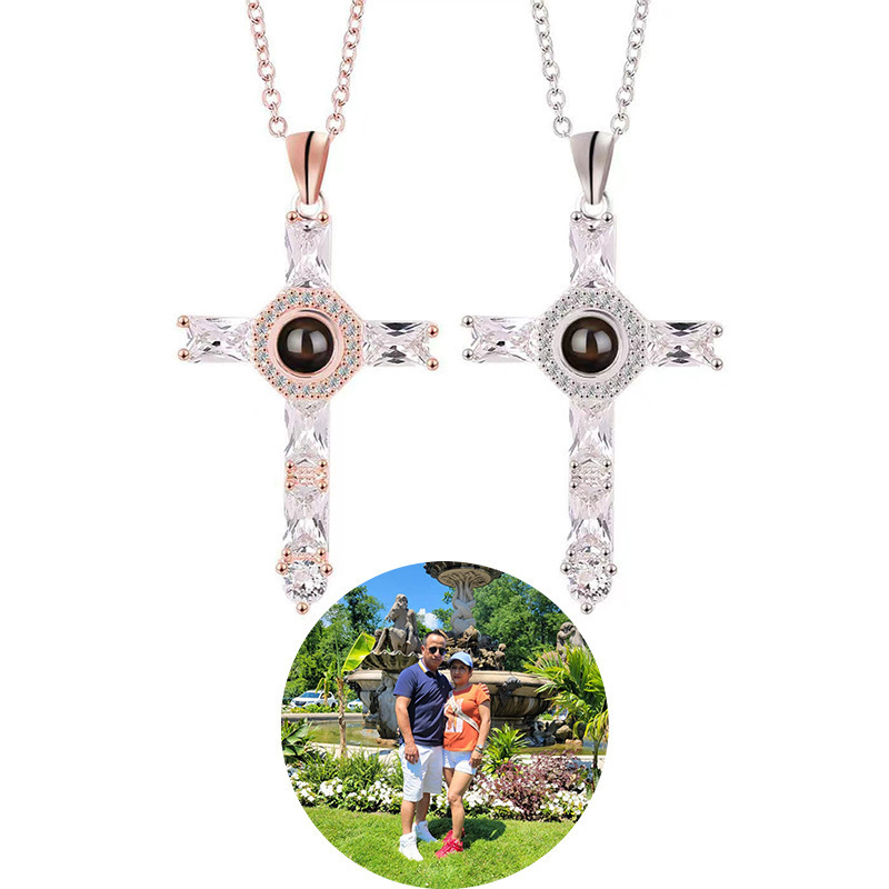Personalized Cross Projection Necklace