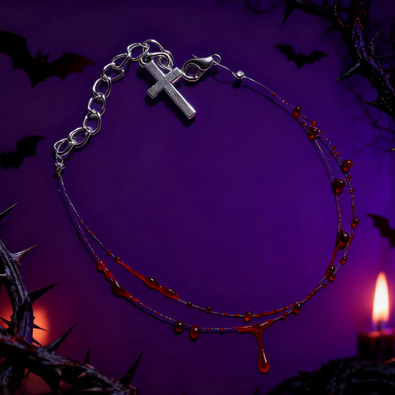 Red teardrop bracelet necklace