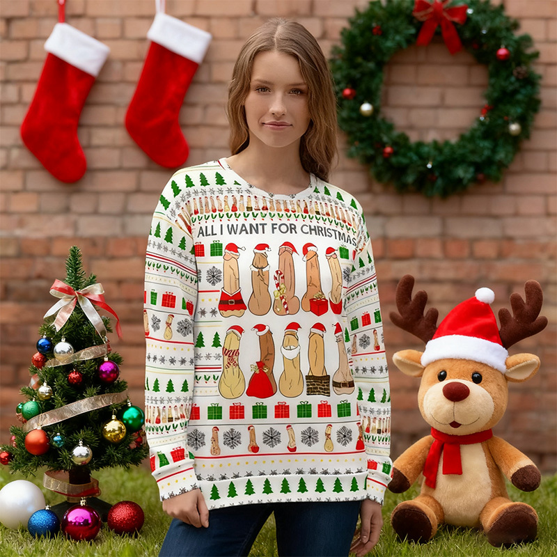 Christmas long-sleeved crew neck sweatshirt