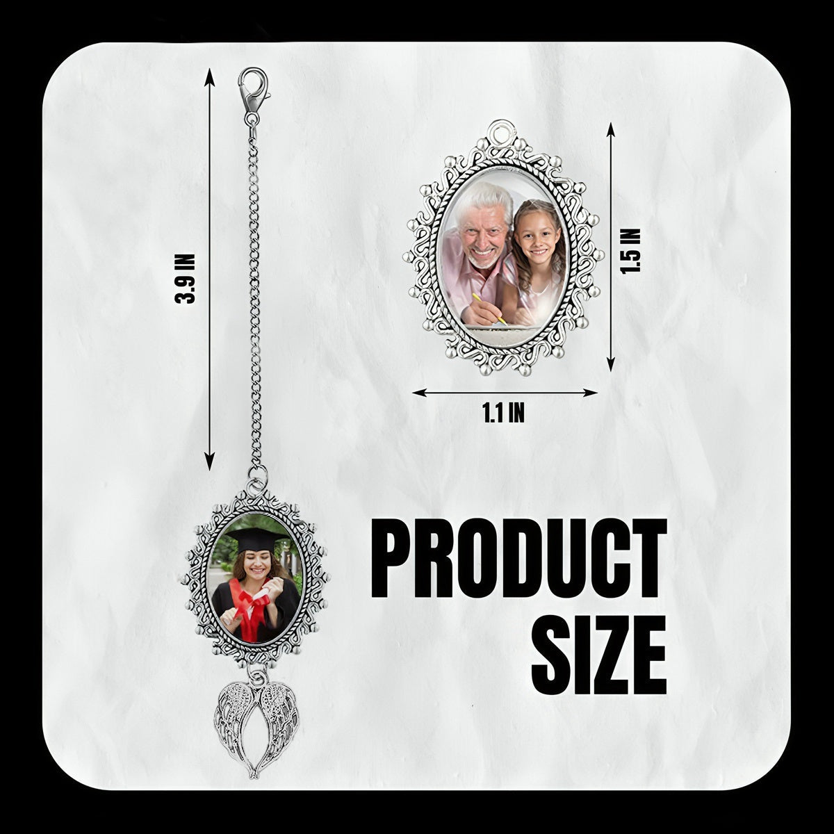 Personalised Graduation Tassel Photo Charm with Angel Wings