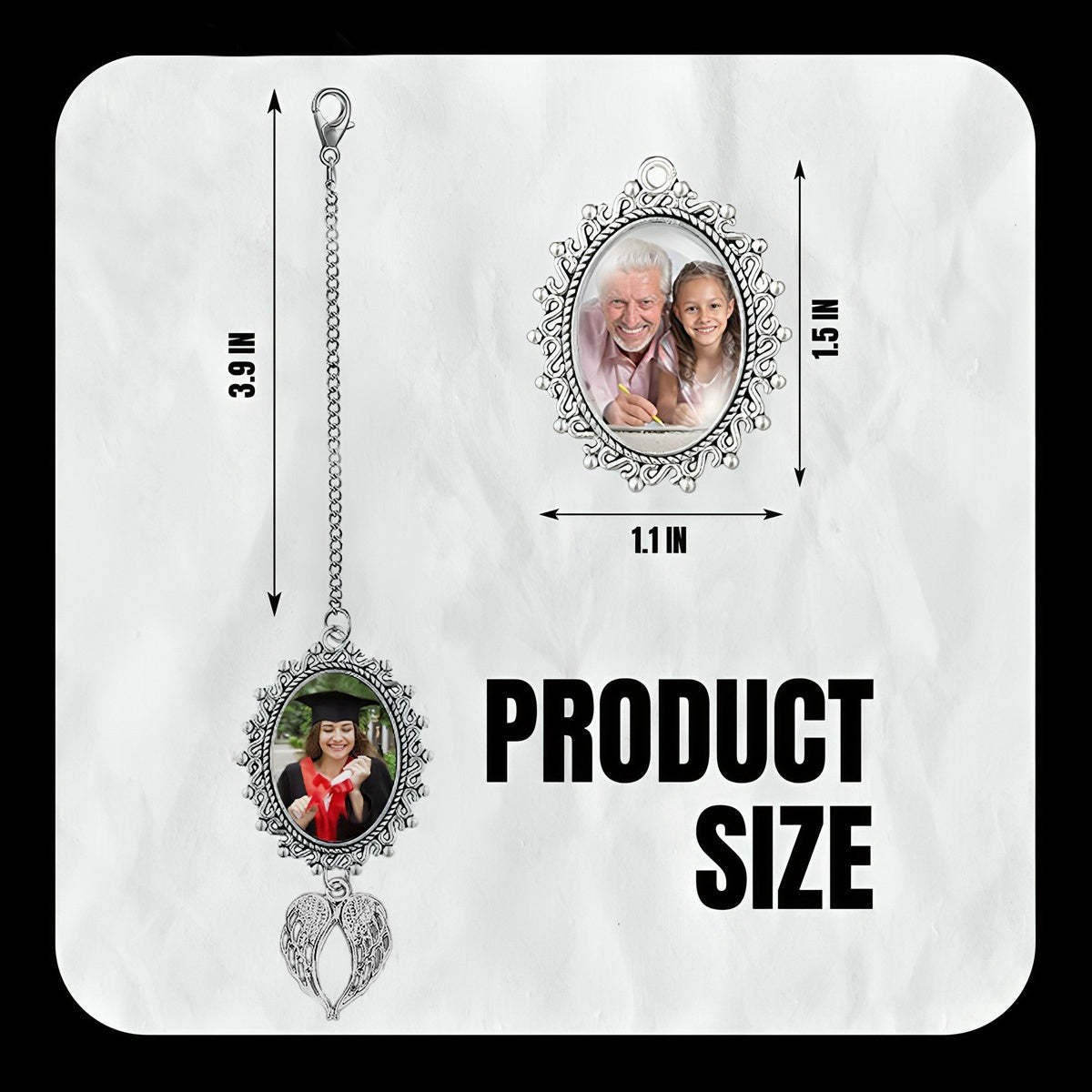 Personalised Graduation Tassel Photo Charm with Angel Wings