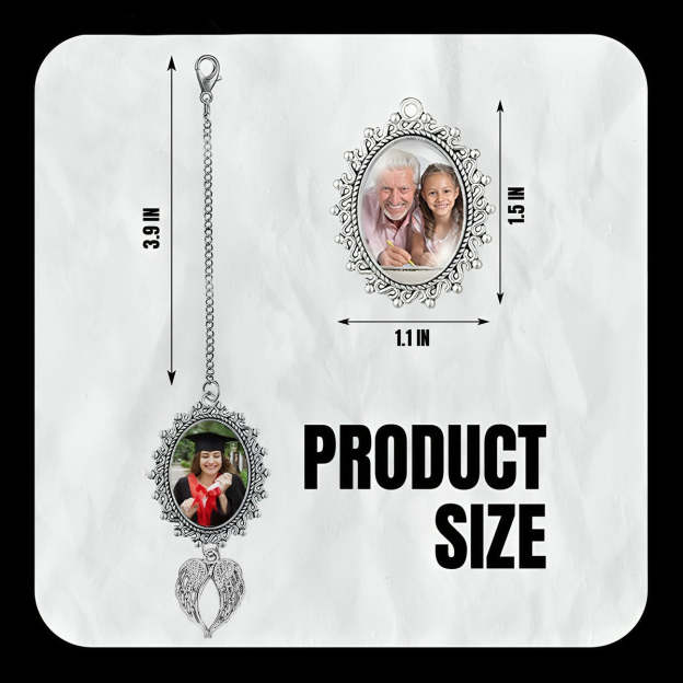 Personalised Graduation Tassel Photo Charm with Angel Wings