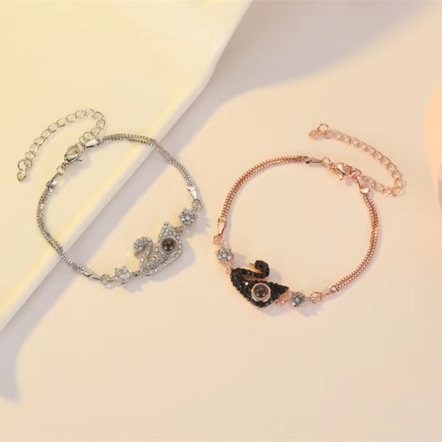 Personalized Swan Projection Bracelet
