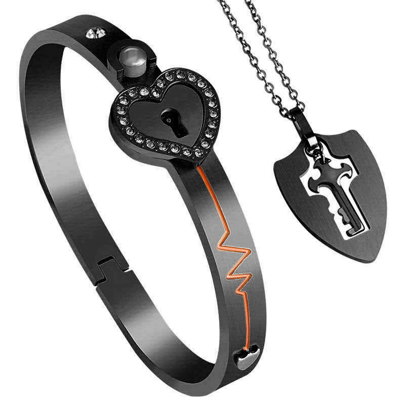 Couple's Bracelet and Love Lock Set