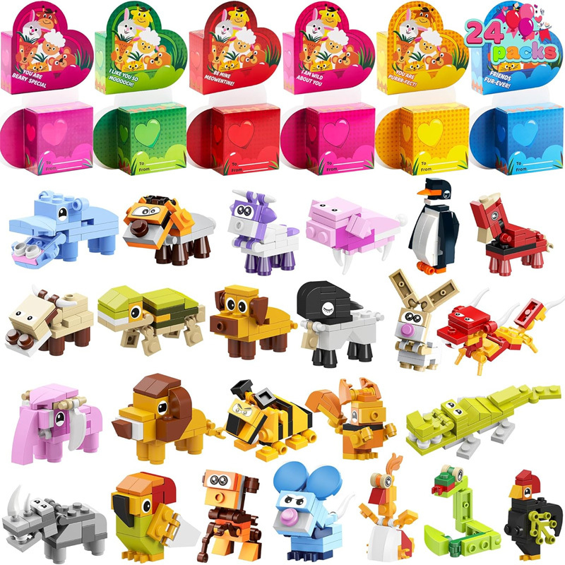 24-piece mini animal building block set