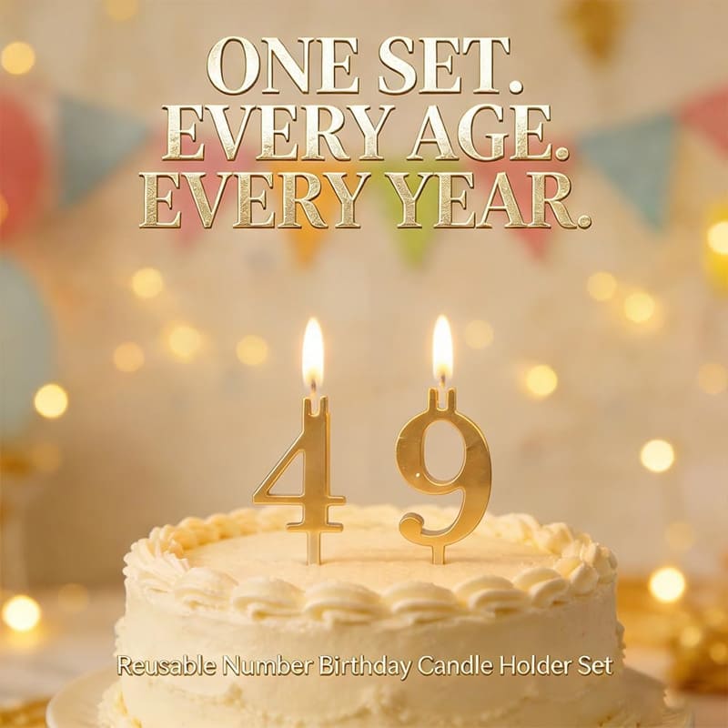 Digital birthday candle holder set