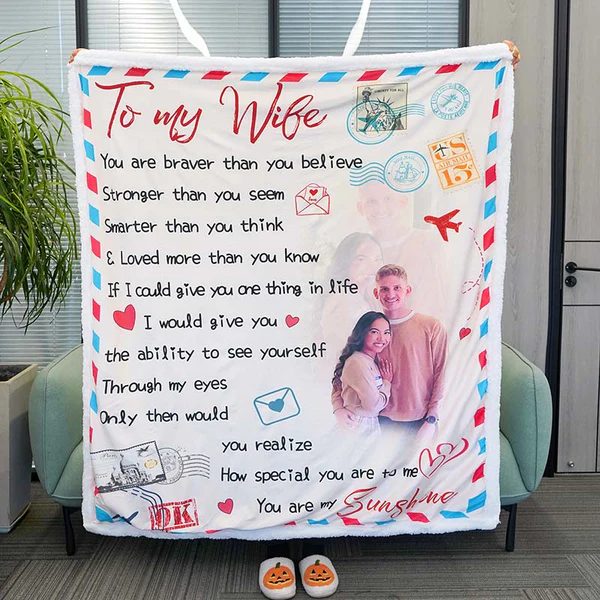 Personaliz To My Wife Blanket Custom Photo Blanket Valentine's Day Gift