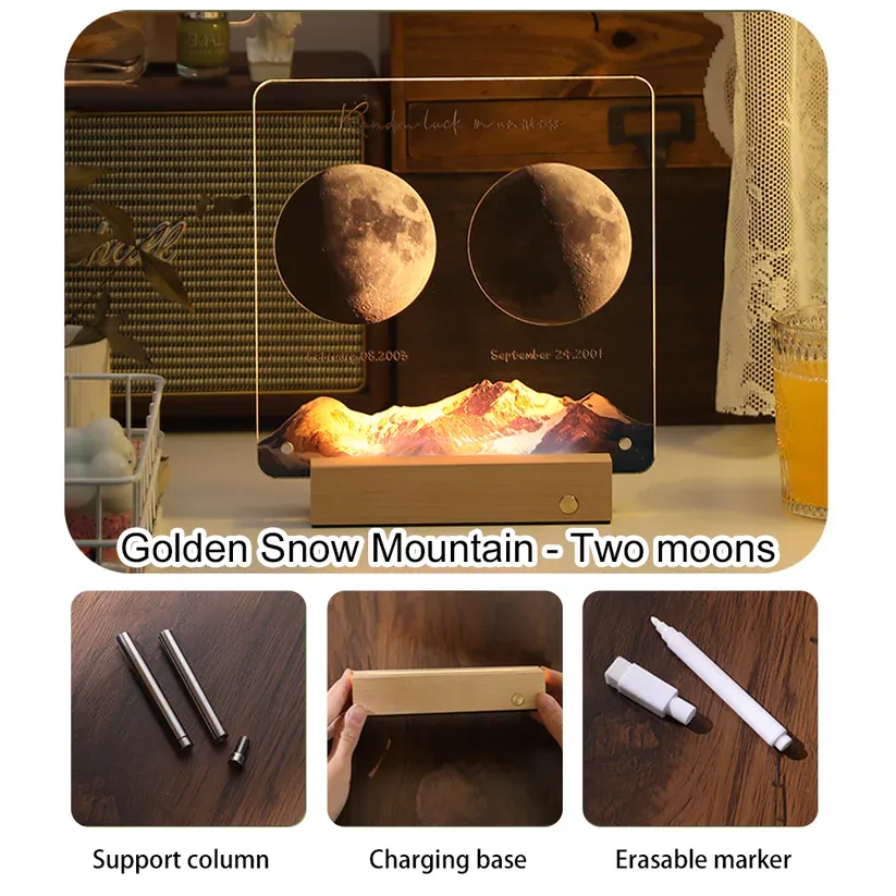 Custom Birth Moon Handwritable Lamp With Same Wallpaper