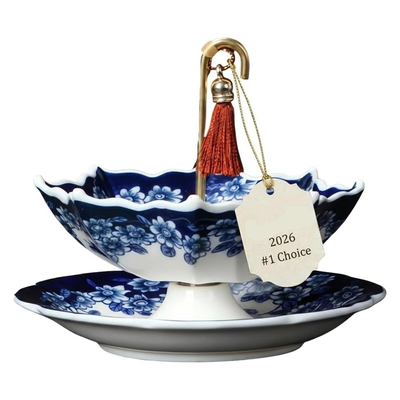 Creative Blue and White Ceramic Umbrella Tea Strainer
