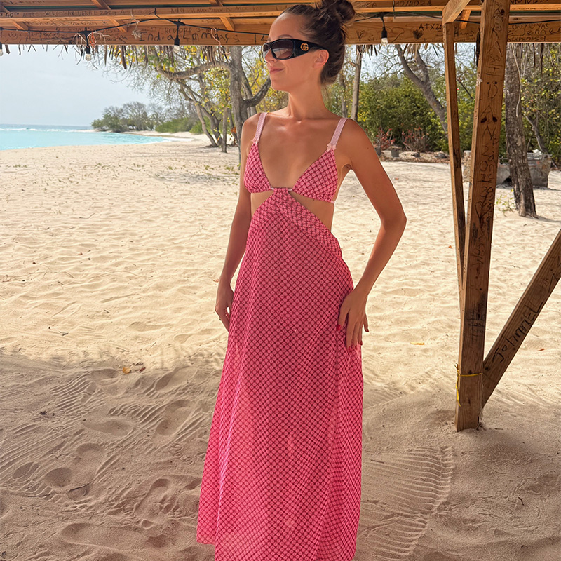 Retro beach print cover-up set