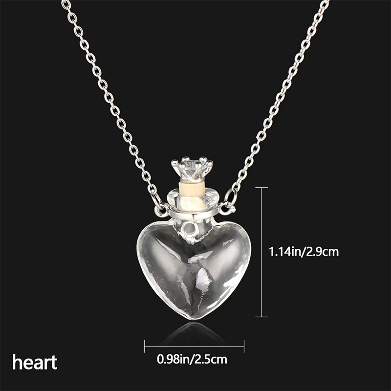 Heart-shaped necklace with crown-shaped wishing bottle