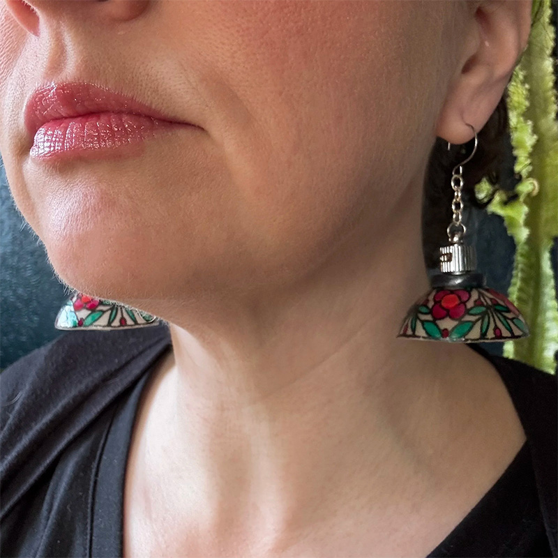 Hand-painted colorful glowing earrings