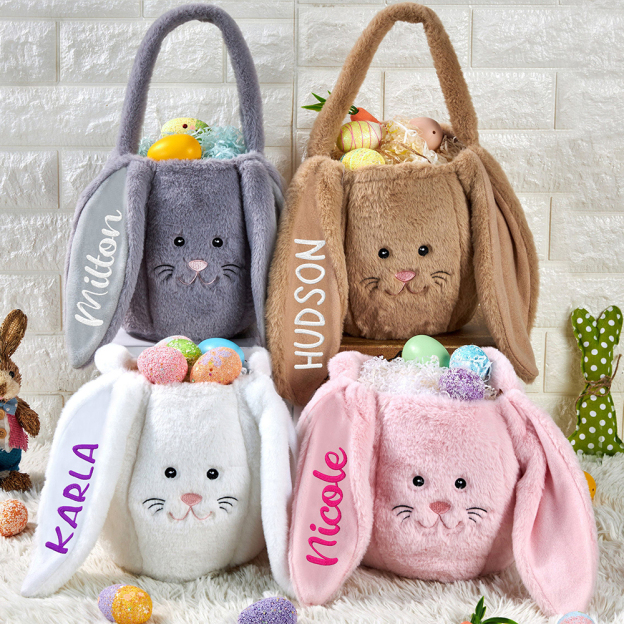 🐇Custom Name Plush Bunny Basket