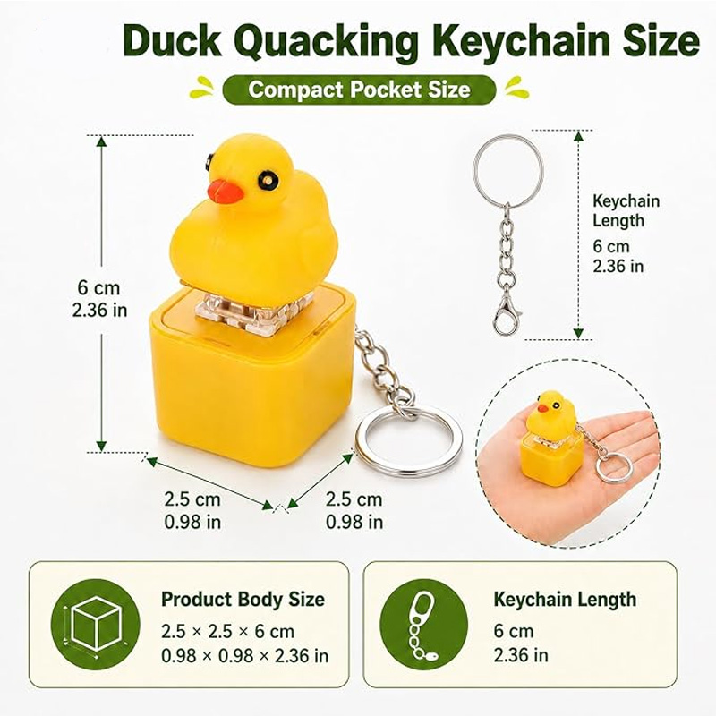 Little Yellow Duck Shaped Stress Relief Button Keychain