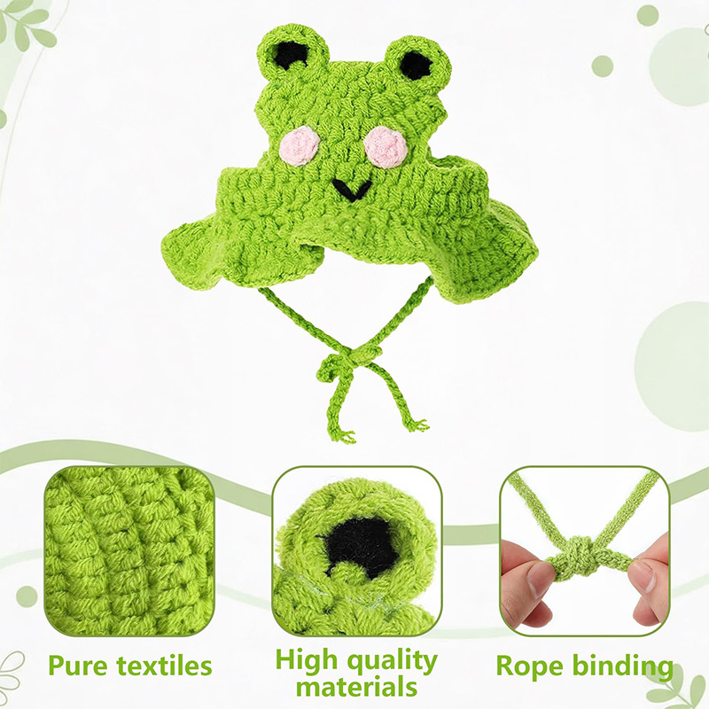 Hand-crocheted frog pet hat