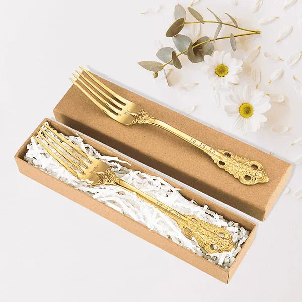 Personalized vintage wedding forks with laser engraving, set of 2