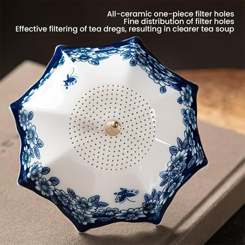 Creative Blue and White Ceramic Umbrella Tea Strainer